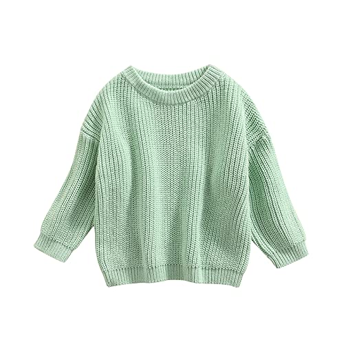 Geagodelia Kleinkinder Baby Oversized Pullover Mädchen Jungen Grobmaschig Strickpullover Herbst Winter Warm Gestrickt Pulli Oberteil Knitted Jumper Sweater (Hellgrün, 2-3 Jahre) von Geagodelia