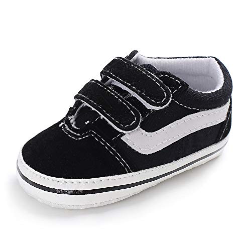 Geagodelia Baby Schuhe Krabbelschuhe Hausschuhe Lauflernschuhe Jungen Foot Chucks Sneaker Babyschuhe 6-12 Monate Geschenk Baby Kleidung 0-6 Monate (Schwarz, 0-6 Monate) von Geagodelia