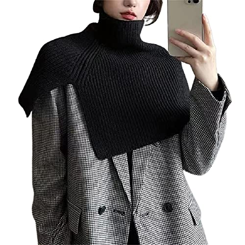 Geagodelia Poncho Damen Winter Wärme Elegant Poncho Decke Gestrickt Strickjacke Mantel Dick mit Quasten Cape Strick Poncho Mantel Langer (Khaki Kurz, Einheitsgröße) von Geagodelia
