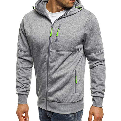 Geagodelia Sweatshirt mit Kapuze und Reißverschluss für Herren M-XXXL Klassische und lässige Jacke für Herren mit langen Ärmeln Sport, Grau L von Geagodelia