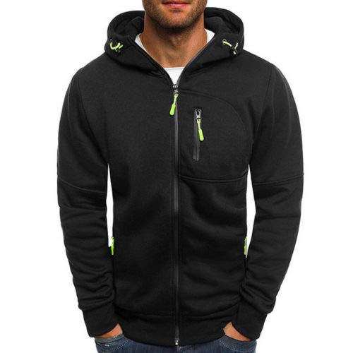 Geagodelia Sweatshirt mit Kapuze und Reißverschluss für Herren M-XXXL Klassische und lässige Jacke für Herren mit langen Ärmeln Sport, Schwarz XXXL von Geagodelia