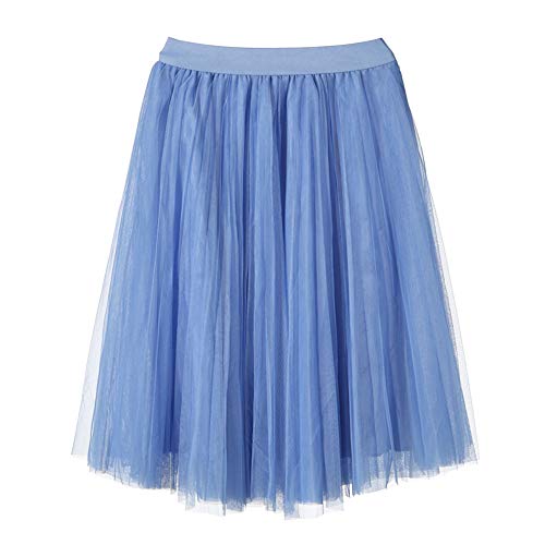 Geagodelia Tüllrock Damen Mädchen Vintage Tütü Tüll Rock Elegant Weich Lang/Knielang Sommerrock Unterrock Petticoat One Size 34/36/38 F-41826 (Blau) von Geagodelia