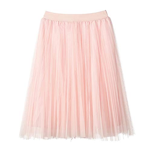 Geagodelia Tüllrock Damen Mädchen Vintage Tütü Tüll Rock Elegant Weich Lang/Knielang Sommerrock Unterrock Petticoat One Size 34/36/38 F-41826 (Pink) von Geagodelia