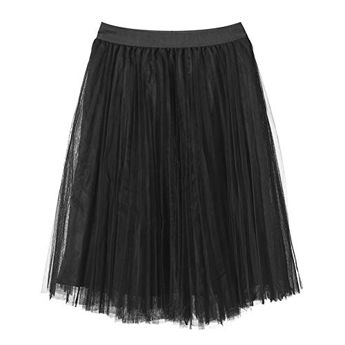 Geagodelia Tüllrock Damen Mädchen Vintage Tütü Tüll Rock Elegant Weich Lang/Knielang Sommerrock Unterrock Petticoat One Size 34/36/38 F-41826 (Schwarz) von Geagodelia