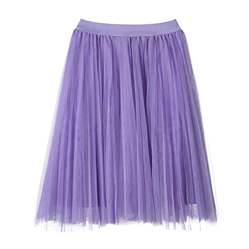 Geagodelia Tüllrock Damen Mädchen Vintage Tütü Tüll Rock Elegant Weich Lang/Knielang Sommerrock Unterrock Petticoat One Size 34/36/38 F-41826 (Violett) von Geagodelia