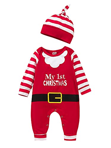 Geagodelia Weihnachtskleidung für Neugeborene Kinder Strampler mit Kapuze Langarm Cartoon Jumpsuit Herbst Winter Kleidung Pyjama Weihnachten, Weihnachtsmann, 0-6 Monate von Geagodelia