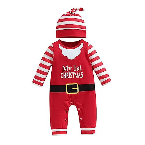 Geagodelia Weihnachten Kleidung für Neugeborene Kinder Strampler mit Kapuze Langarm Cartoon Jumpsuit Herbst Winter Kleidung Pyjama Weihnachten, Weihnachtsmann, 12-18 Monate von Geagodelia
