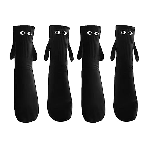 Lustige Magnetische Socken mit Händen Hand in Hand Socken Freundschaftssocken Magnet Socken Kleine Geschenke für Frauen Männer Freundin Freunde Partner Paare Kinder (2 Paar Schwarz, One Size) von Geagodelia