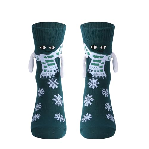 Weihnachtssocken Lustige Magnetische Socken mit Händen Hand in Hand Holding Socks Kleine Weihnachtsgeschenke für Frauen Männer Freundin Freunde Paare Kinder Familie (Grün, One Size) von Geagodelia