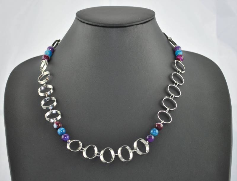 Ovale Versilberte Mit Gefärbten Gebänderte Achat von GeanaMarieCreations