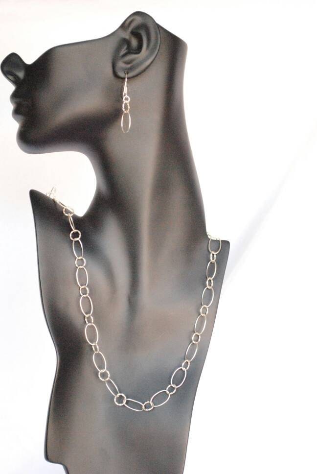 sterling Silber Halskette & Ohrringe Set von GeanaMarieCreations