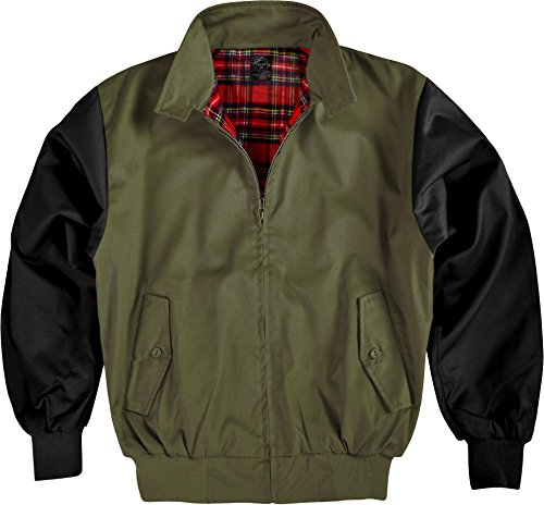 Original GearUp® Harrington Jacke English Style in 12 verschiedenen Designs wählbar Farbe Oliv/Schwarz Größe M von GearUp