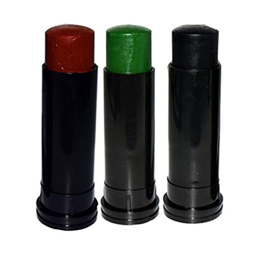 3 Stück Woodland Camouflage Öl-Anzug Körper-Gesichtsfarbe Tube Stick Outdoor Feld Make-up Camo Farbe Creme von Geardeangloow