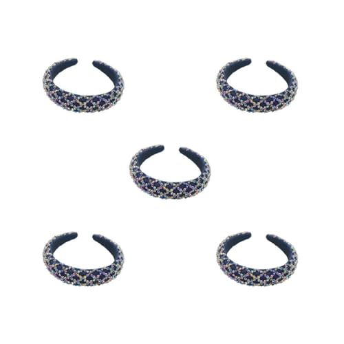 5er-Set Haarbänder mit Perlen und Kristallen, flexibel, breiter Kopf, Dekoration, Verschluss, Kopfbedeckung für Frauen und Mädchen, Hochzeitszubehör, mehrfarbig von Geardeangloow