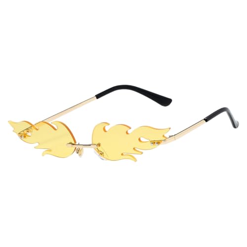 Geardeangloow Fire Flame Sonnenbrille, High-Definition-Brille für ovales Gesicht, rahmenlos, Laufen, Damen, UV 400, klassisch, transparent, weiter offener Winkel, Rot, Gelb, Gelb, Yellow Geardeangloow Fire Flame Sonnenbrille, High-Definition-Brille für ovales Gesicht, rahmenlos, Laufen, Damen, UV 400, klassisch, transparent, weiter offener Winkel, Rot, Gelb, Gelb, Yellow von Geardeangloow