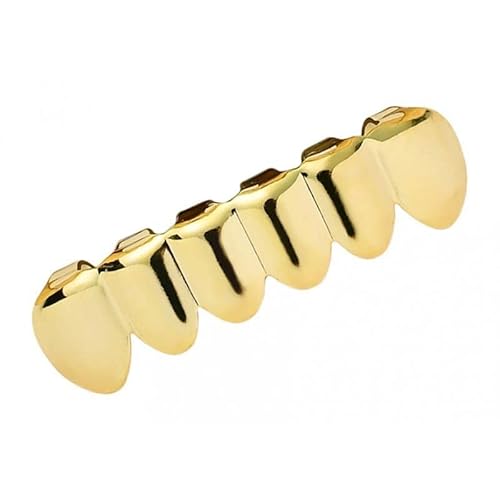 Geardeangloow Grills Hip Hop Upper Lower 6 Teeth Caps Halloween Cosplay Gold Top, 5x1.3 cm 4x1.1 cm, Kunststoff, Siehe Beschreibung Geardeangloow Grills Hip Hop Upper Lower 6 Teeth Caps Halloween Cosplay Gold Top, 5x1.3 cm 4x1.1 cm, Kunststoff, Siehe Beschreibung von Geardeangloow