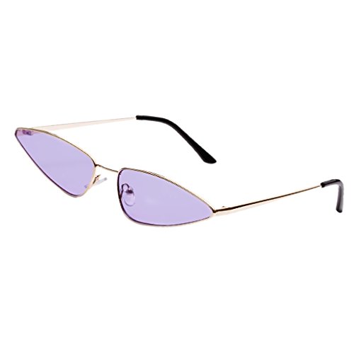Geardeangloow Unisex Metallrahmen Mini Cat Eye Sonnenbrille UV 400 Brille Lila von Geardeangloow