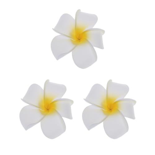 Haarspangen für Damen und Mädchen, Plumeria-Blume, Schaumstoff, 9,5 cm, Weiß, 3 Stück von Geardeangloow