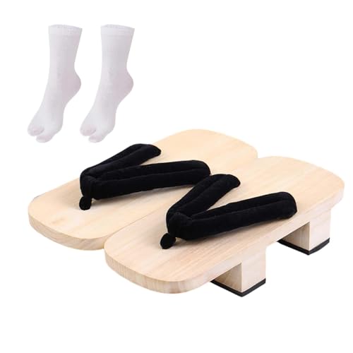 Japanische Holzclogs im japanischen Stil, japanische Schuhe, Geta für tägliche Strandreisen, 40 Schwarz, Größe 40, Weiß, Größe 38, Medium von Geardeangloow