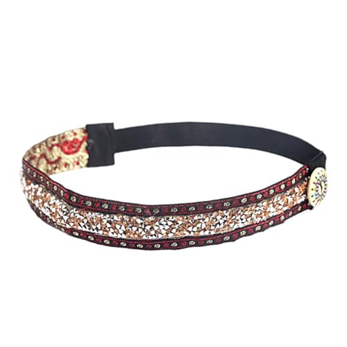 Stirnbänder Strass Böhmischer Stil mit Knöpfen Schmale Elastische Schnur Dekorative Boho Dekor Kopfbedeckung für Yoga Champagner von Geardeangloow