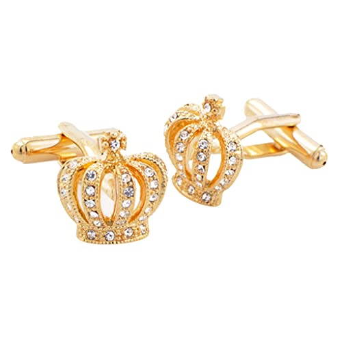 Vintage Krone Manschettenknöpfe Kristall Manschettenknöpfe Hochzeit Hemd Anzug Knopf Gold von Geardeangloow