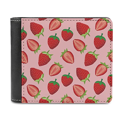 Erdbeere Obst Herren Geldbörse Geldbeutel aus PU Leder Geldtasche Brieftasche Kartenetui Kreditkartenetui Kartenhalter Geld Clip Wallet für Männer Multicolor Einheitsgröße von GeauDoup