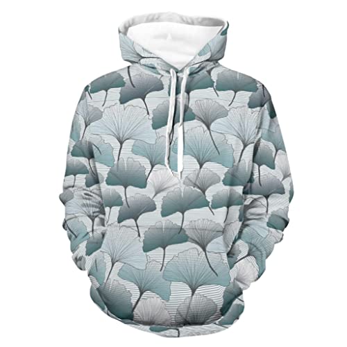 GeauDoup Ginkgo Blätter Unisex Herren Damen Kapuzenpullover Langarm Pullover Hooded Sweatshirt Kapuzensweatshirt mit Taschen Multicolor L von GeauDoup