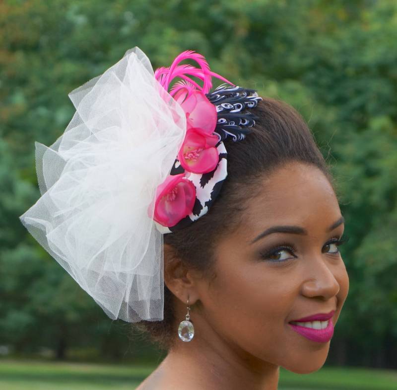 Schwarz, Weiß Und Pink Fascinator, Hochzeitshut, Hochzeit Kopfschmuck. Sei Bold, Mach Dein Statement Besuche Rennen, Polo Spiele Mehr von GeauxChapeauxHats