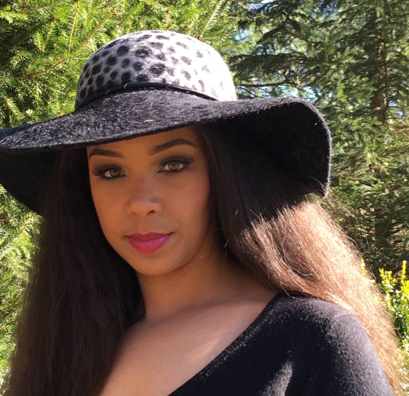 Tier Druck Velour Filz Hut-Breite Krempe-Schwarz Und Grau - Kirche-Party-Luncheon Hut-Winter Hochzeit-Hut Nach Maß-Winter Rasse Hut-Grau Hut von GeauxChapeauxHats