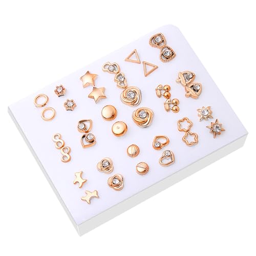 18 Pieces Gold Silber Studs Ohrringe Set Trendy Gold Silber Perlen Schmücken Für Alle Anlässe Hochzeit von Geavonyg