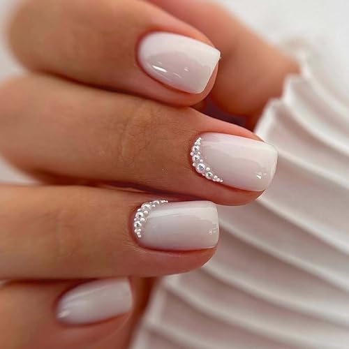 24 Stück Kurzquadratpresse Auf Nägeln Acryl Falsche Nägel Mit Glänzender Finish Und Entfernung Für Frauen Kleben Auf Nagel von Geavonyg