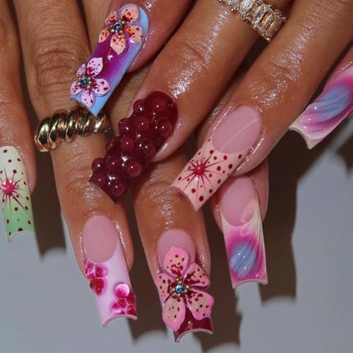 24pcs Press Auf Nails Square False Full Covers Acryl Mit Blumenmuster Stock Für Frauen Und Mädchen Büro Tragen Nagel 24pcs Press Auf Nails Square False Full Covers Acryl Mit Blumenmuster Stock Für Frauen Und Mädchen Büro Tragen Nagel von Geavonyg