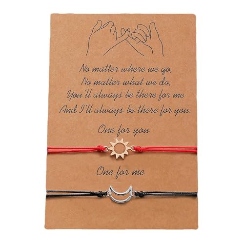 2pieces Stylish Sun and Moon Themed Armbänder Schmücken Für Liebhaber Die Mit Legierung Und Wachsschnur Für Tägliche Verschleiß Geburtstagsgeschenkarmband Gefertigt Wurden von Geavonyg