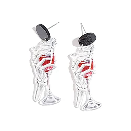 4 Styles Hoop Ohrringe Halloween Fledermaus Weihnachten Schmuckgeschenke Für Frauen Weinbecher/Skelett Dangle Ohrringe Für Frauen Halloween von Geavonyg