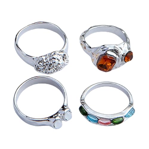 4pcs Elegante Harzringe Set Modisches Harz Set Mit Gold Oder Silberton Ideal Für Trendige Weibliche Trendige Finger von Geavonyg