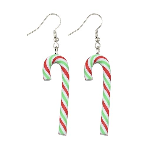 Bunte Candy Cane Ohrringe Mode Weihnachtslehm Trendy Ohrschmuck Krücke Handgefertigte Weihnachts Ton Ohrringe von Geavonyg