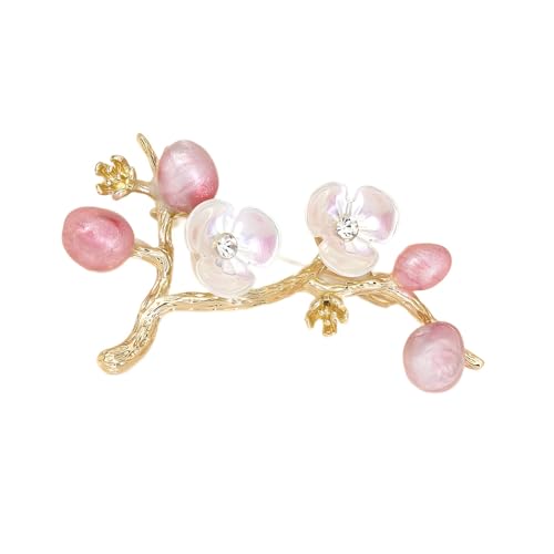 Chinesische Stile Blumenbrosche Vintage Mode Rassonstones Plums Laple Pin Für Kleidung Vintage Ornament Geschenk Für Ihren Legierungsstrauchsteine ​​Brosche Schmuck Schmuck von Geavonyg