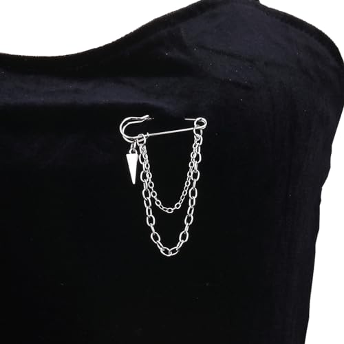 Cool Awl Cross Brosche Doppelschicht Quasten Kette Anlagenstift Schnalle Exquisites Metall Trendy Unisex Badges Männer Anzug Broschen Broschen Stifte Für Frauen Mode von Geavonyg