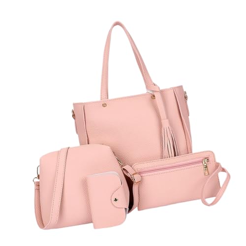 Delicate 4pcs PU Leder Geldbörse Set Für Frauen Große Kapazität Schulterbeteiligte Freizeit Handtasche Crossbody Taschen Multi Funktionale Bag Suite von Geavonyg