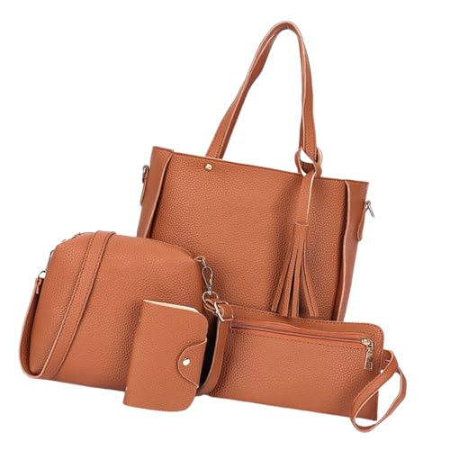 Delicate 4pcs PU Leder Geldbörse Set Für Frauen Große Kapazität Schulterbeteiligte Freizeit Handtasche Crossbody Taschen Multi Funktionale Bag Suite von Geavonyg
