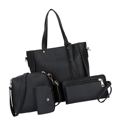 Delicate 4pcs PU Leder Geldbörse Set Für Frauen Große Kapazität Schulterbeteiligte Freizeit Handtasche Crossbody Taschen Multi Funktionale Bag Suite von Geavonyg