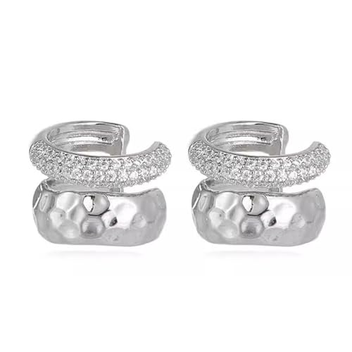 Einzigartige Geometrische Ohrclip Mit Zirkon Einfassungsfängeln Mit Zwei Schicht Manschetten Trendy Clips Für Tägliche Verschleißdaten Doppelschicht Ohrclips von Geavonyg