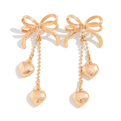 Elegante Bowknot Fringe Drop Ohrringe Tassels Schmetterlingsbögen Ohrzubehör Leichtgewichtige Legierungsschmuck Für Frauen Silber Und Gold Bowknotohrringe von Geavonyg