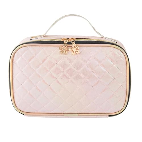Elegante PU Leder Make Up Box Mit Einzigartigem Gittermuster Trendy Toilettenorganisator Für Frauen Kosmetischer Organisatortasche von Geavonyg