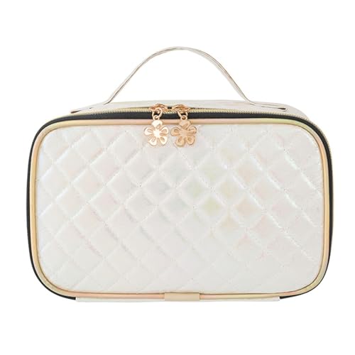 Elegante PU Leder Make Up Box Mit Einzigartigem Gittermuster Trendy Toilettenorganisator Für Frauen Kosmetischer Organisatortasche von Geavonyg
