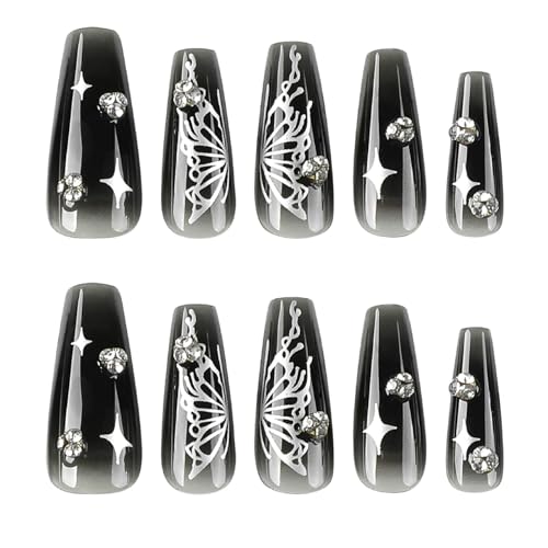Falsche Nägel Vollbedeckung Nagel Tipps Schmetterling Presse Auf Französischer Spitze Stick Manicures Supplis Schmetterling Press Voll Cover French Für Frauen von Geavonyg