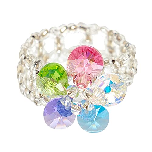 Farbe Quasten Silikon Nische Kristall Perlen Finger Ringe Mädchen Reisen Accessoires Weihnachtsjubiläum Geschenk Elastischer von Geavonyg