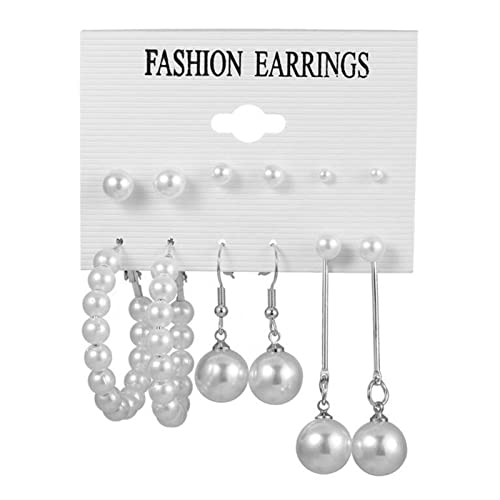 Fashion Quaste Pearl Ohrringe Set Für Frauen Böhmian Big Geometric Metal Drop Ohrring Schmuck Perlschsten Baumeln Mädchen Schmuck Piercings Girls Quasten Silber Baumeln von Geavonyg