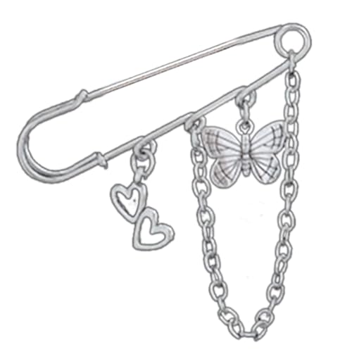 Frauen Brosche Stifte Schmetterling Herz Broschen Clip Quasten Kettenstern Sternnadel Für Frauen Mädchen Y2K Schmuck Sicherheitsstifte Pin von Geavonyg
