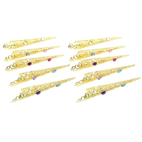 Geavonyg 10pcs Goldene Fingerspitzenklauenringe Bühnenaufführungen Schmuck Für Verschiedene Anlässe Einschließlich Hochzeiten Und Handgefertigten Ringe von Geavonyg